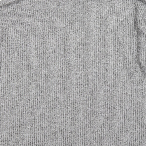 New Look Womens Grey Striped Knit Pullover Jumper Size M