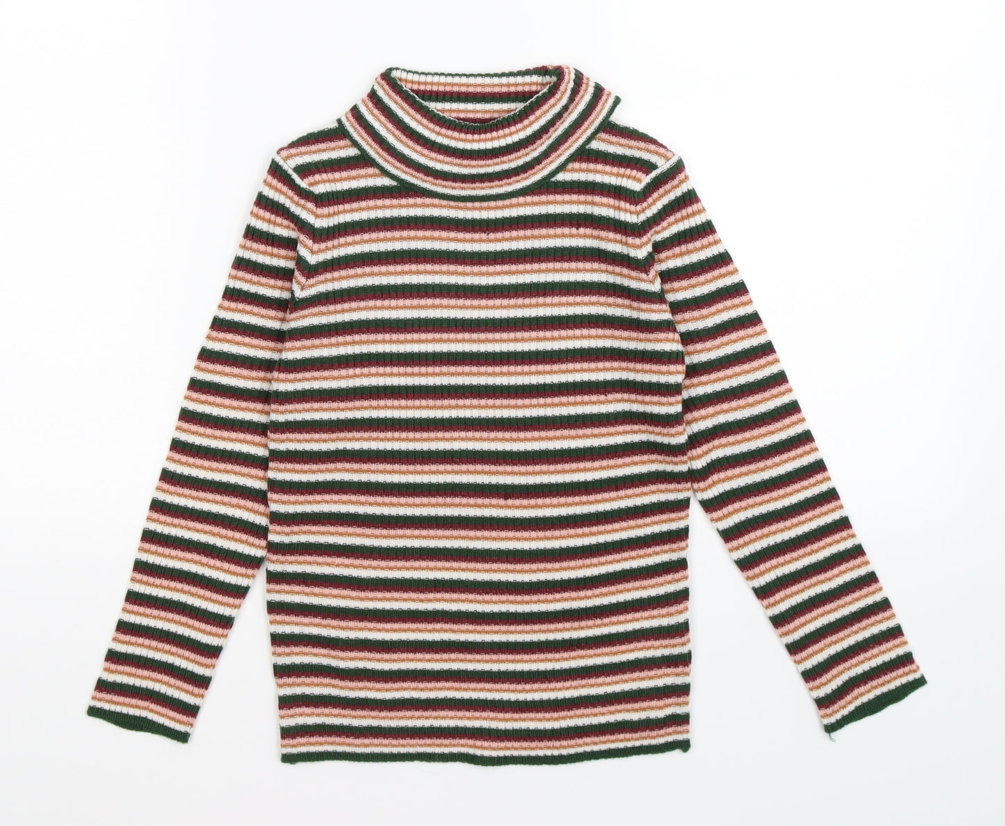 TU Girls Pink Striped Knit Pullover Jumper Size 7 Years