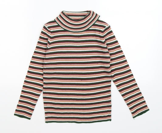 TU Girls Pink Striped Knit Pullover Jumper Size 7 Years