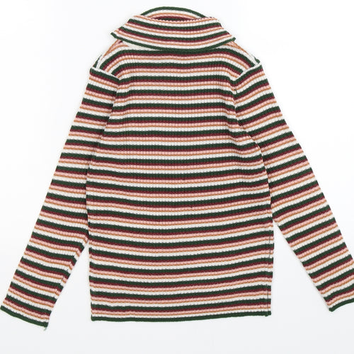 TU Girls Pink Striped Knit Pullover Jumper Size 7 Years