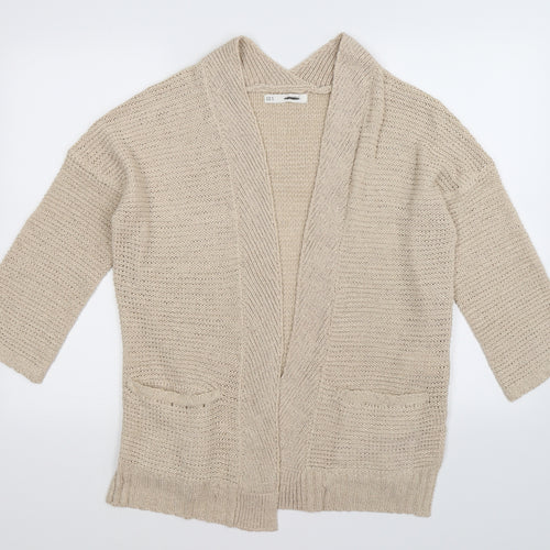 sfara Womens Beige  Knit Cardigan Jumper Size M