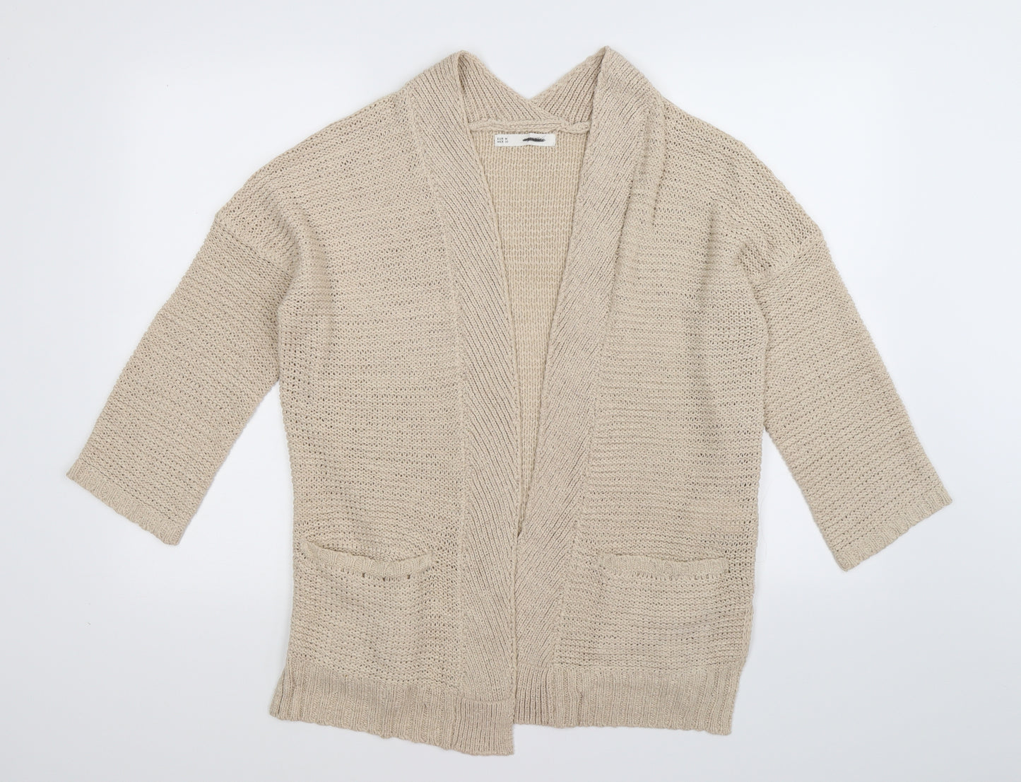 sfara Womens Beige  Knit Cardigan Jumper Size M