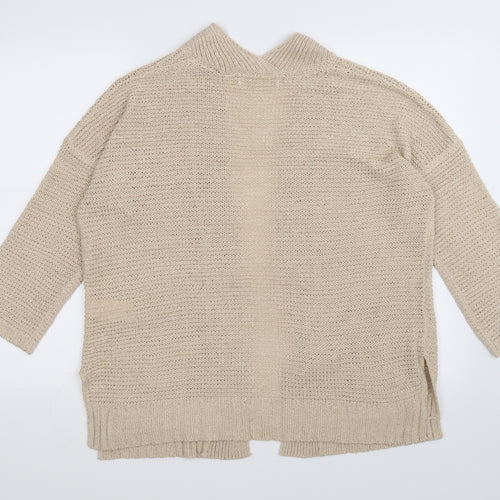 sfara Womens Beige  Knit Cardigan Jumper Size M