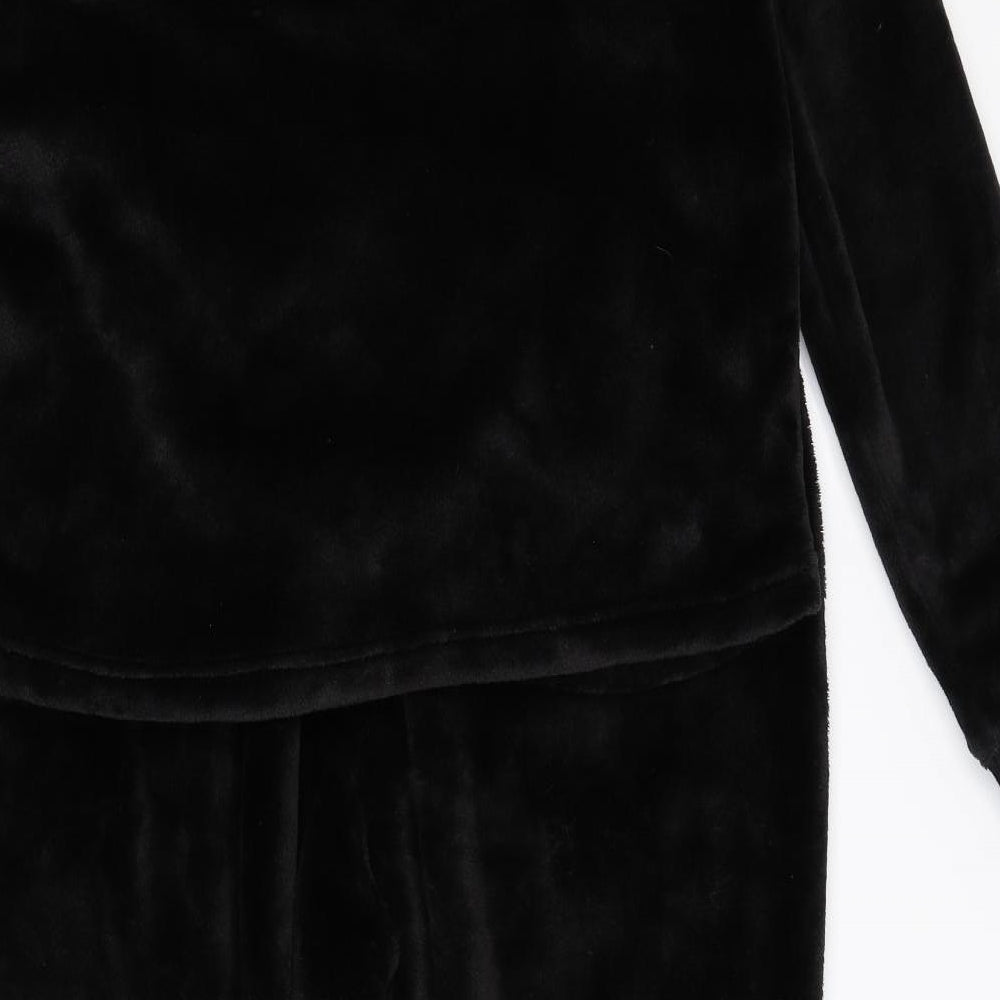 Marks and Spencer Womens Black Animal Print Fleece Top Pyjama Set Size 16  - badger top and bottoms