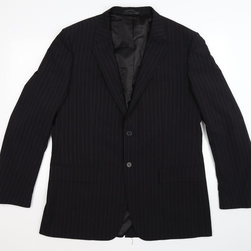 Butler & Webb Mens Blue Striped  Jacket Suit Jacket Size 44