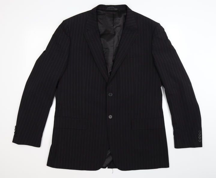 Butler & Webb Mens Blue Striped  Jacket Suit Jacket Size 44