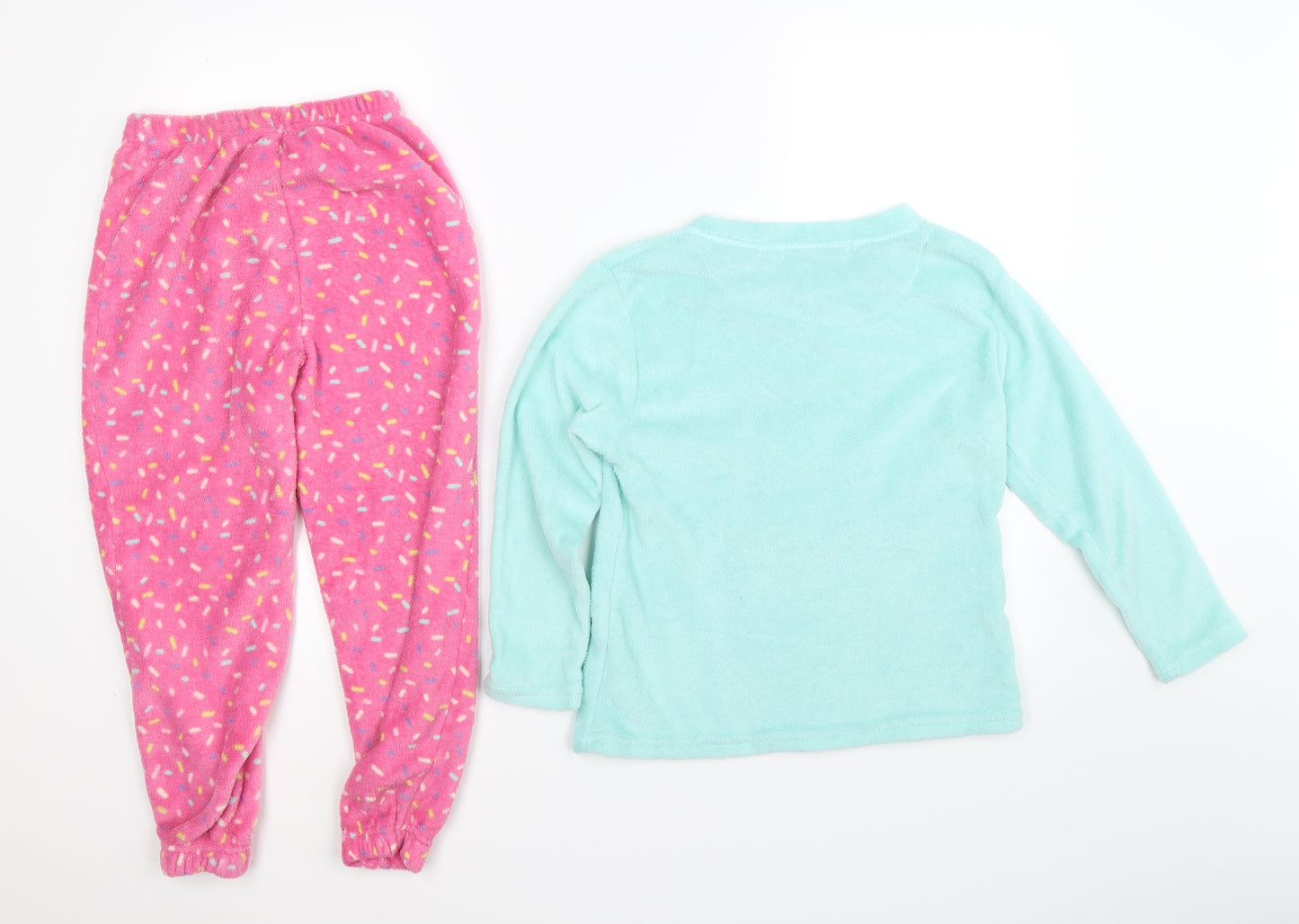 just like you Girls Green Geometric Fleece Cami Pyjama Set Size 8-9 Years  - donut disturb