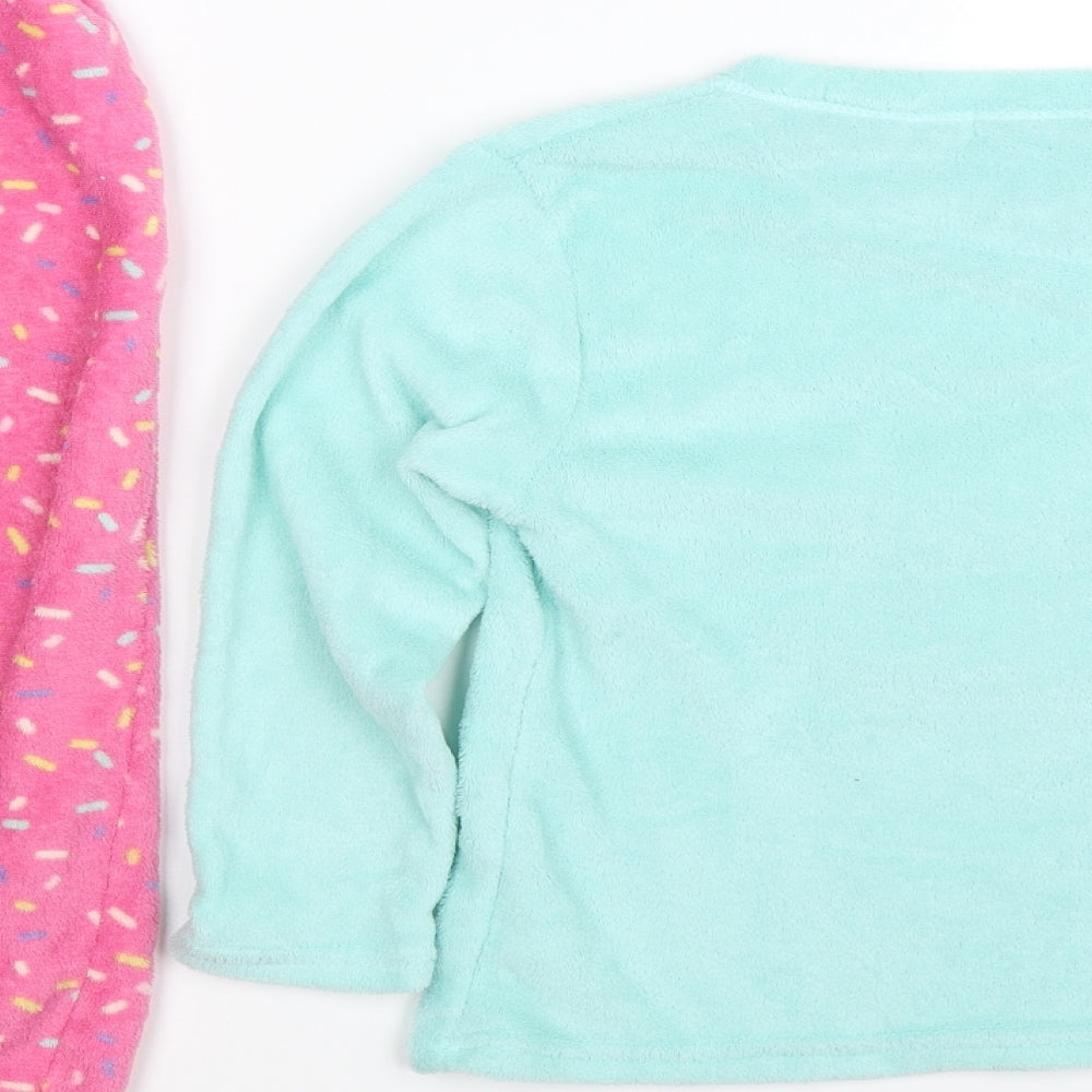 just like you Girls Green Geometric Fleece Cami Pyjama Set Size 8-9 Years  - donut disturb