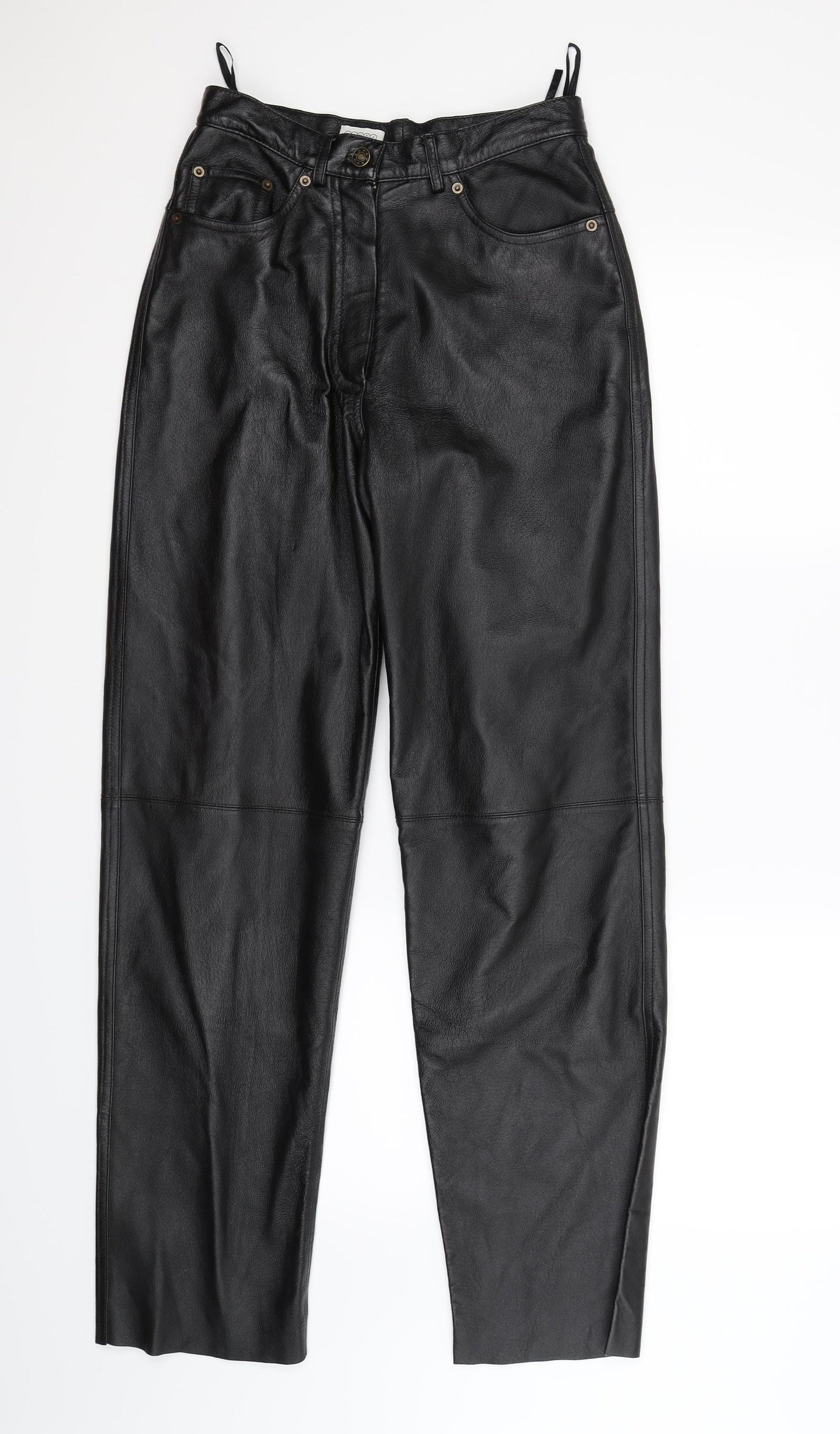 C&A Womens Black   Trousers  Size 10 L30 in - real leather