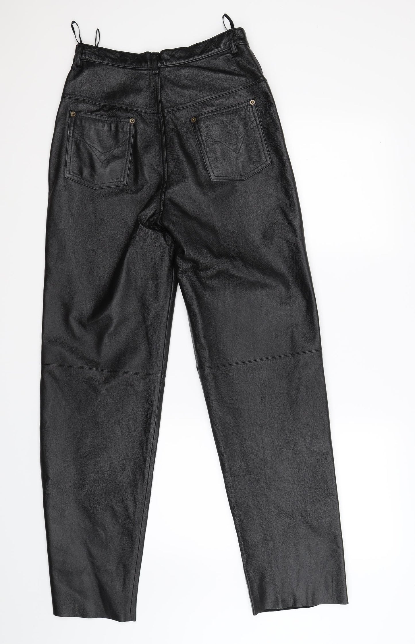 C&A Womens Black   Trousers  Size 10 L30 in - real leather