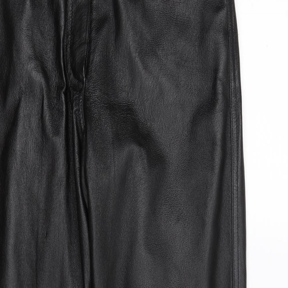 C&A Womens Black   Trousers  Size 10 L30 in - real leather