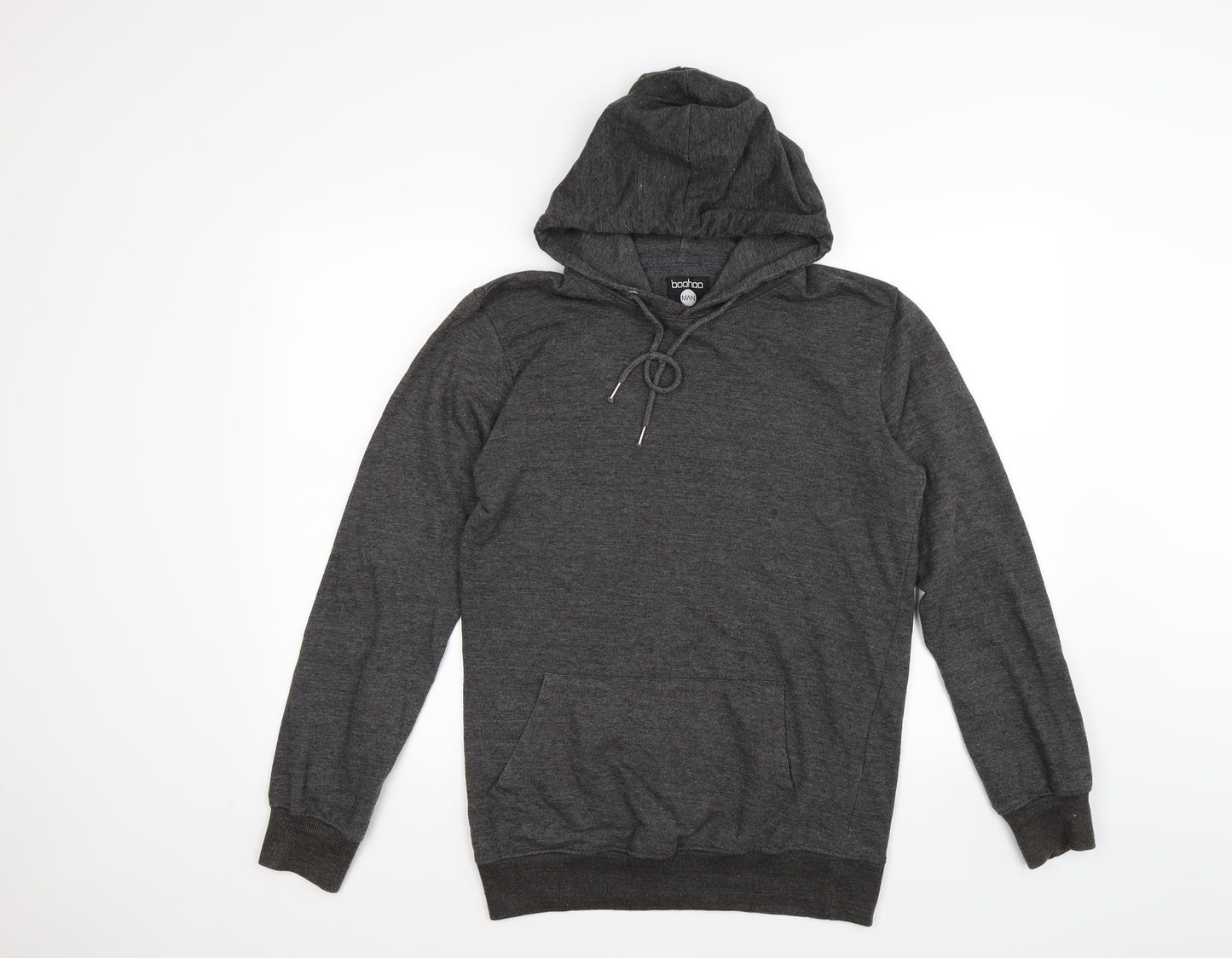 boohoo MAN Mens Grey  Jersey Pullover Hoodie Size XS