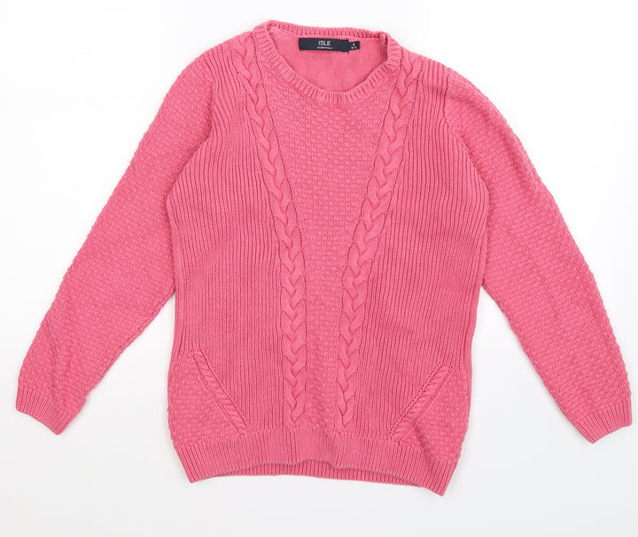 isle Womens Pink  Knit Pullover Jumper Size S