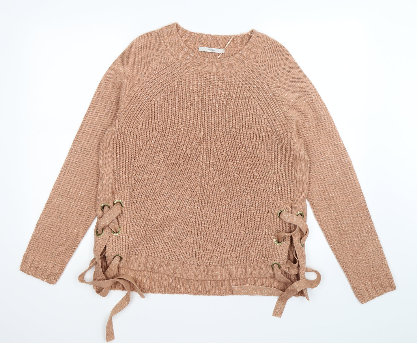 George Womens Pink  Knit Pullover Jumper Size 14  - TIE SIDES