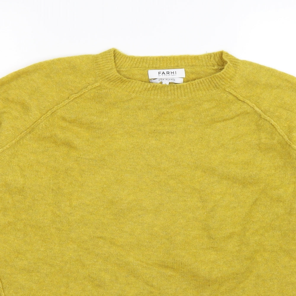 NICOLE FARHI Womens Yellow  Knit Pullover Jumper Size 14