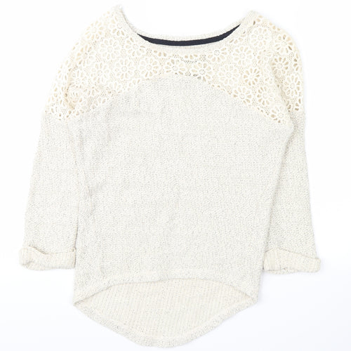 made for you Womens White Floral  Pullover Jumper Size 6