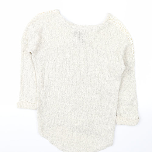 made for you Womens White Floral  Pullover Jumper Size 6