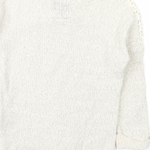 made for you Womens White Floral  Pullover Jumper Size 6