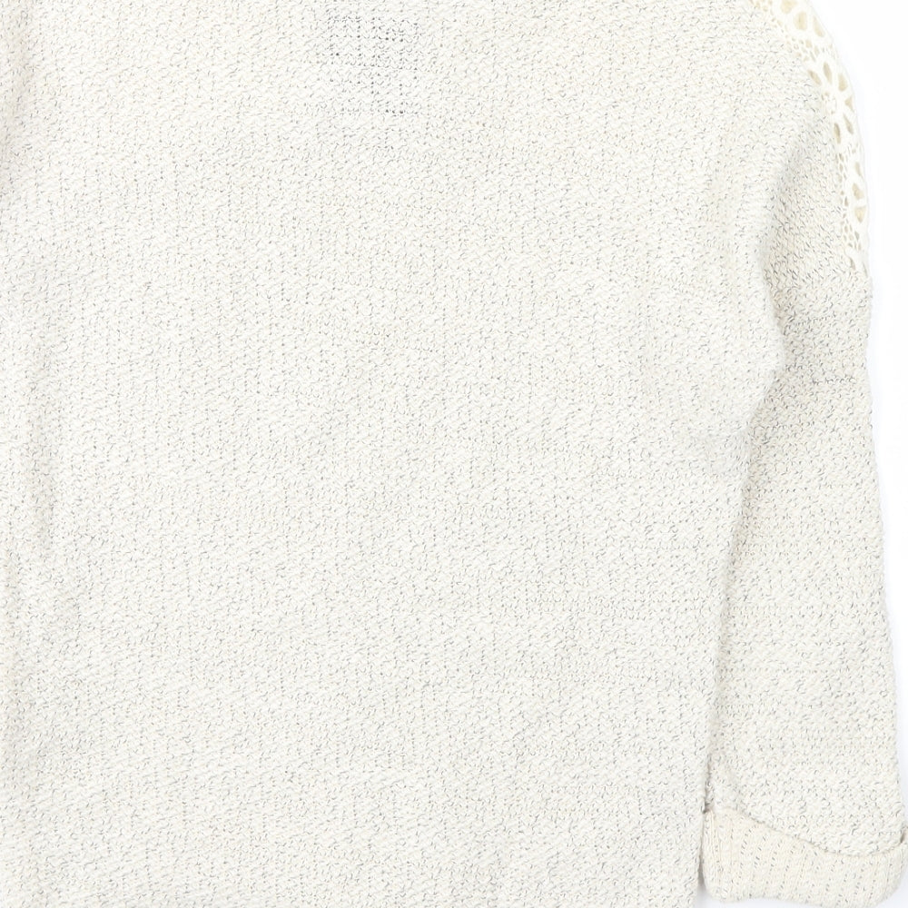 made for you Womens White Floral  Pullover Jumper Size 6
