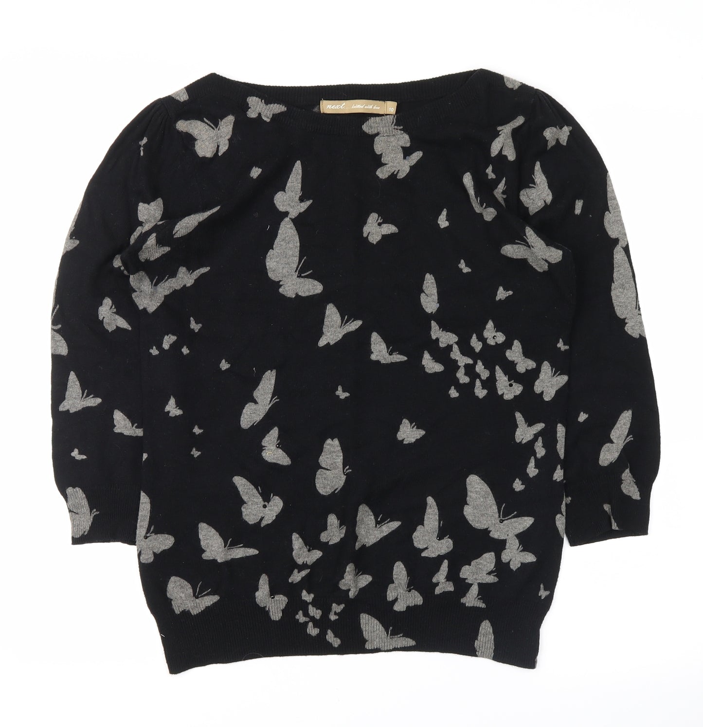 NEXT Womens Black Animal Print  Pullover Jumper Size 10