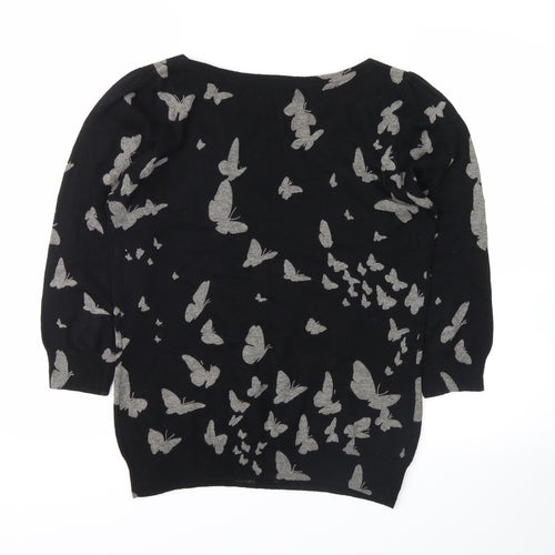 NEXT Womens Black Animal Print  Pullover Jumper Size 10