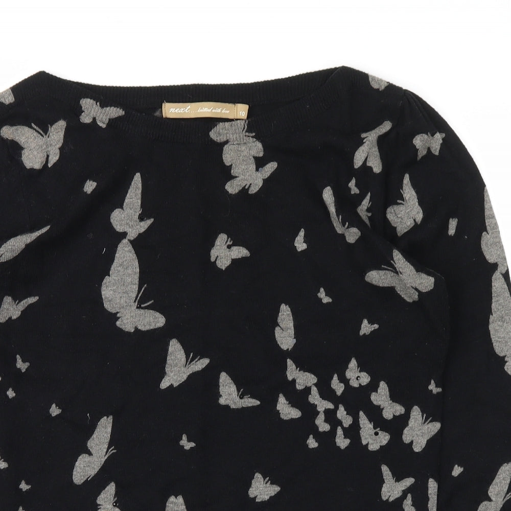 NEXT Womens Black Animal Print  Pullover Jumper Size 10