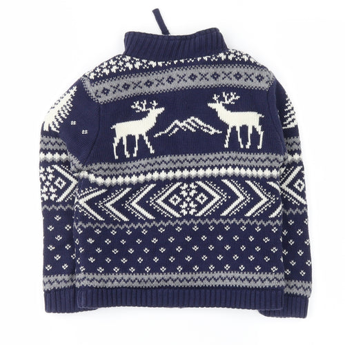 Jarvis Archer Boys Blue Fair Isle  Full Zip Jumper Size 4 Years