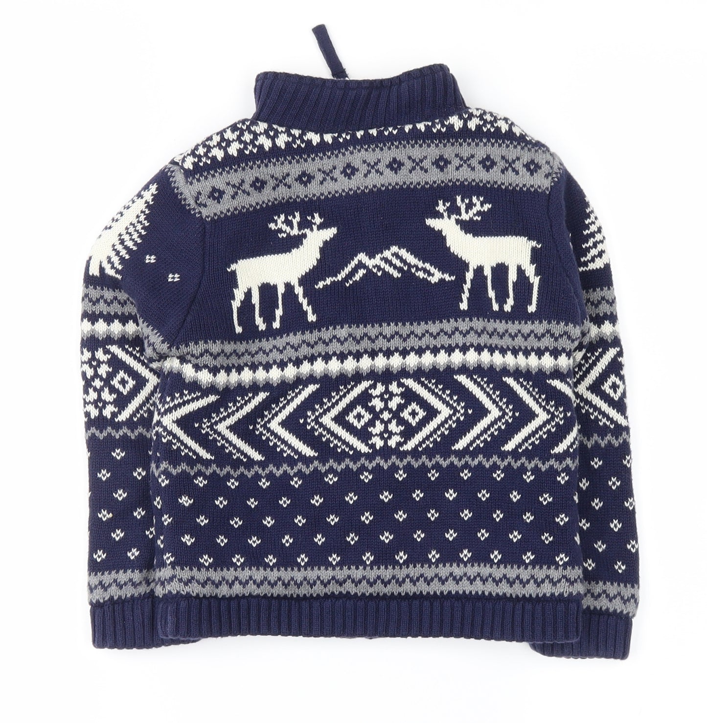 Jarvis Archer Boys Blue Fair Isle  Full Zip Jumper Size 4 Years