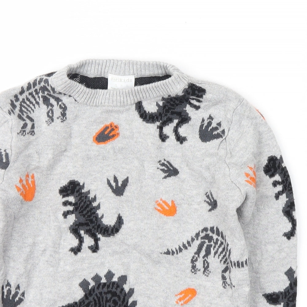 F&F Boys Grey Animal Print  Pullover Sweatshirt Size 3-4 Years