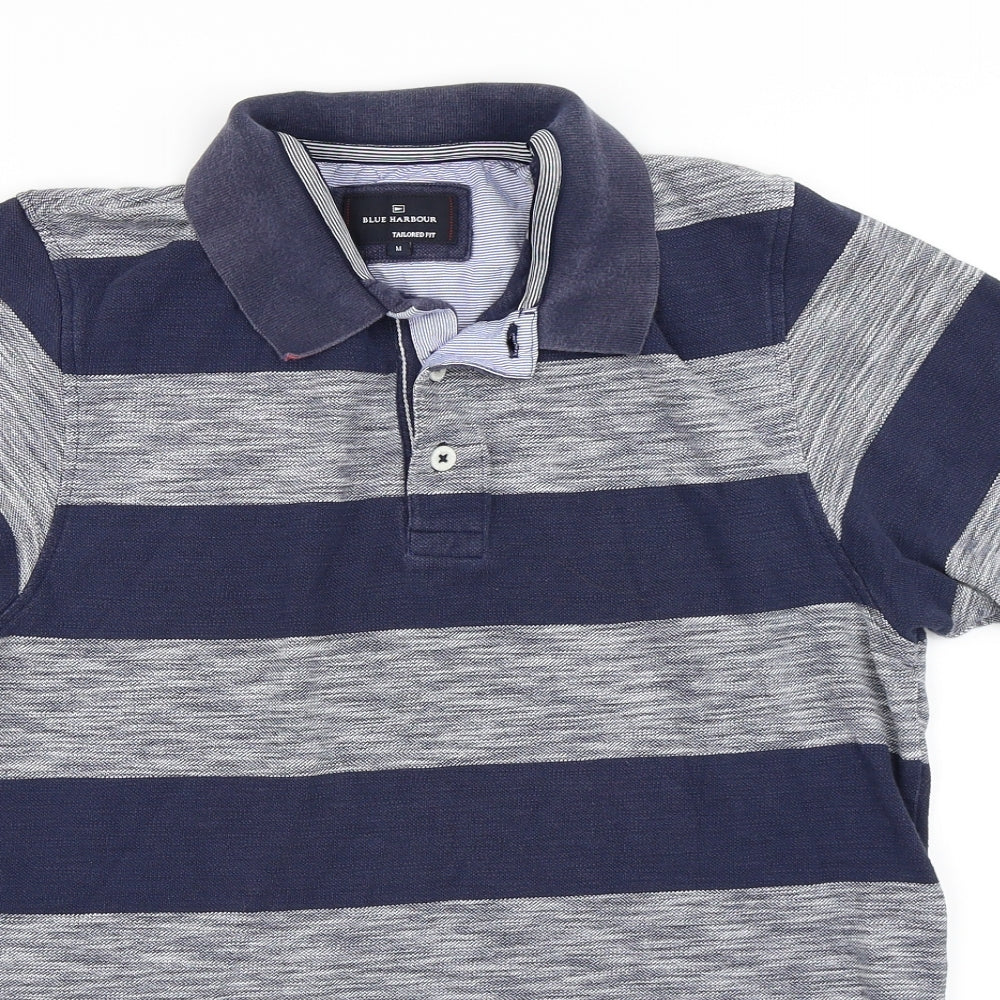 Blue Harbour Mens Blue Striped   Polo Size M