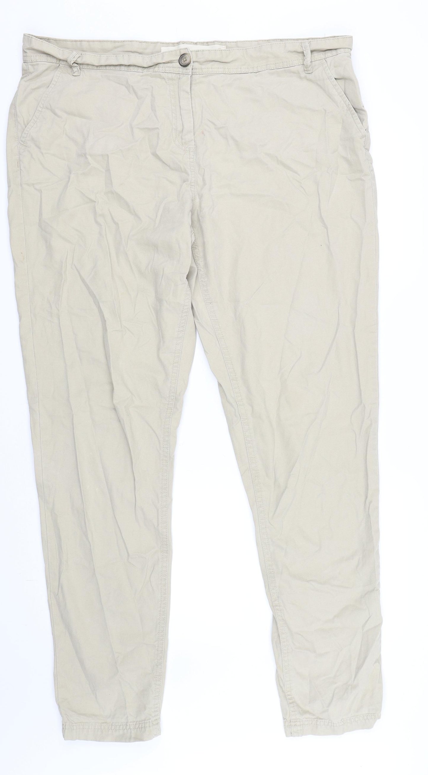 NEXT Womens Beige   Chino Trousers Size 18 L34 in