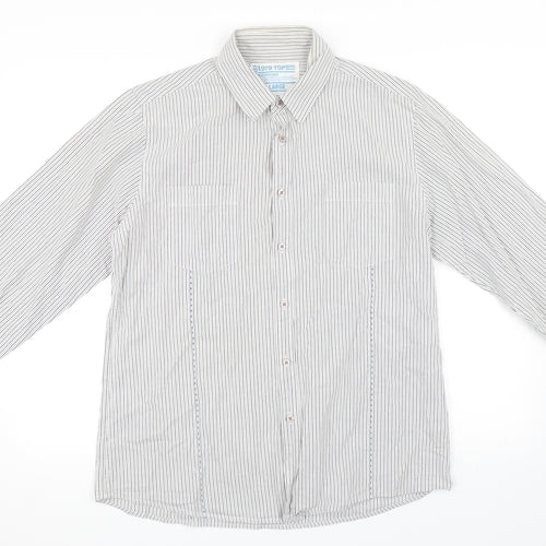 Topman Mens White Striped   Button-Up Size L
