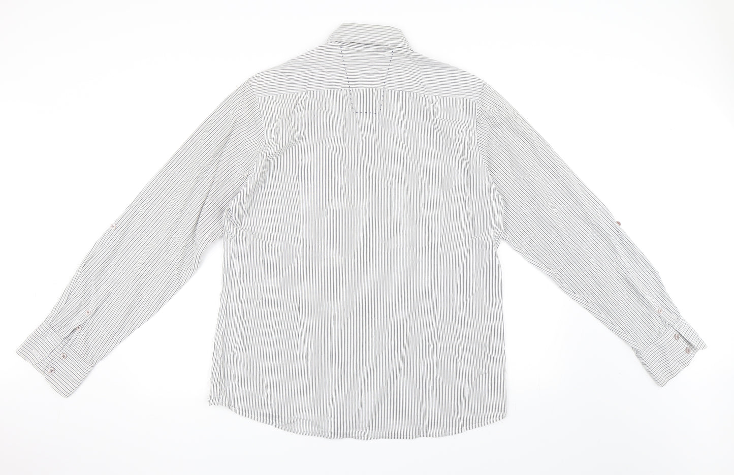 Topman Mens White Striped   Button-Up Size L