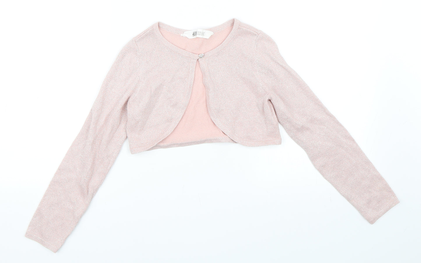 H&M Girls Pink   Cardigan Jumper Size 8-9 Years