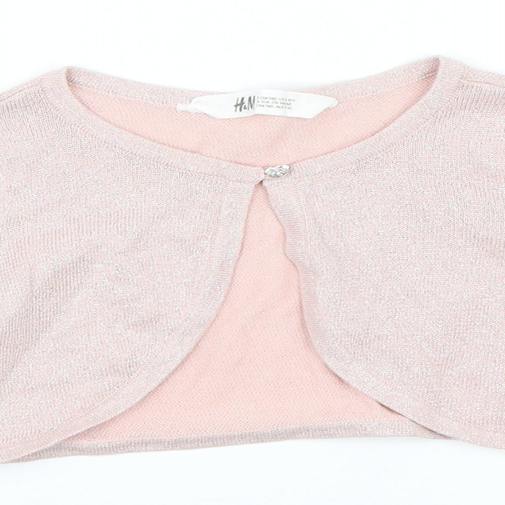 H&M Girls Pink   Cardigan Jumper Size 8-9 Years