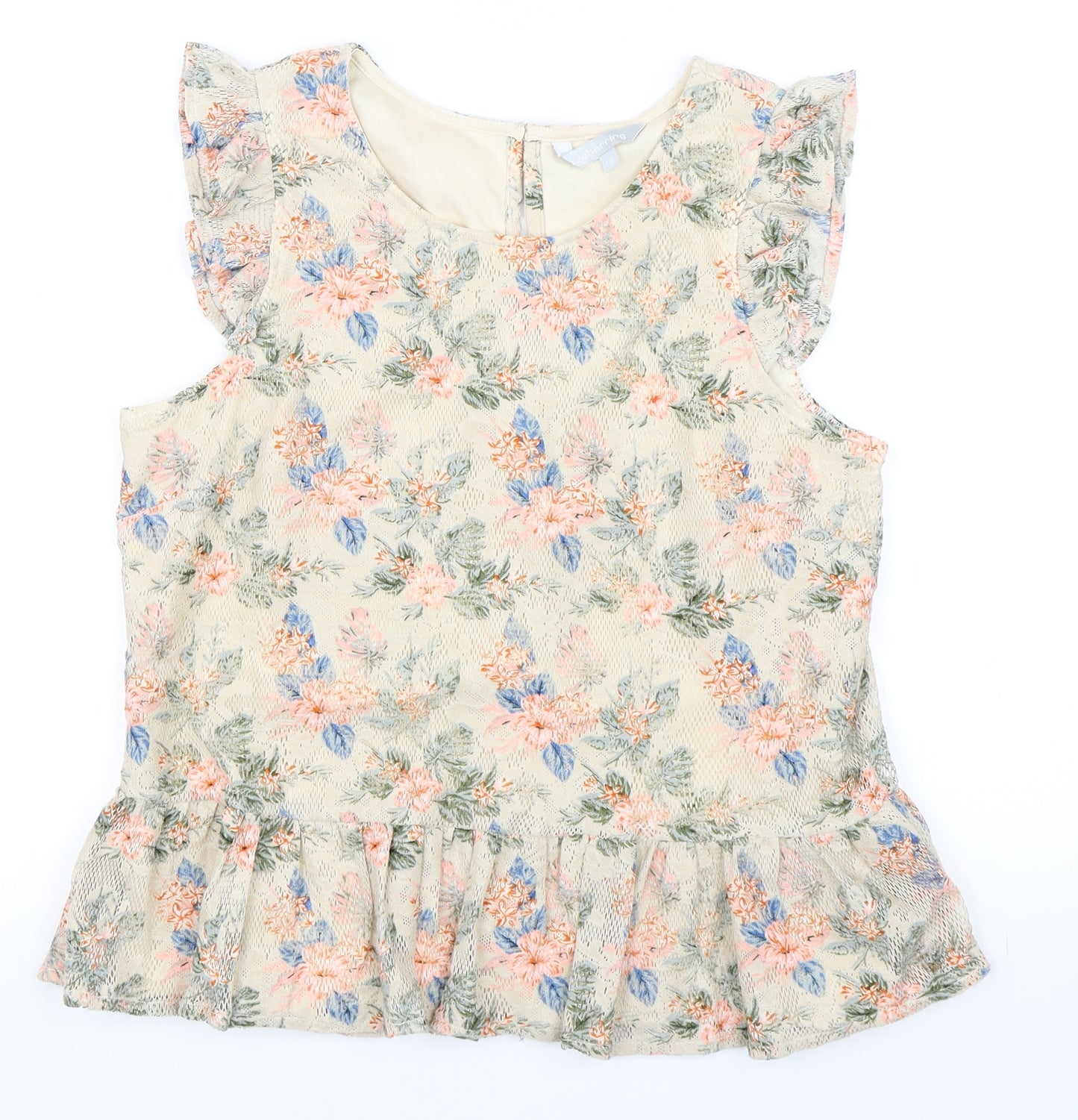 Red Herring Womens Beige Floral  Basic Blouse Size 12