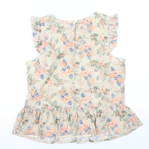 Red Herring Womens Beige Floral  Basic Blouse Size 12