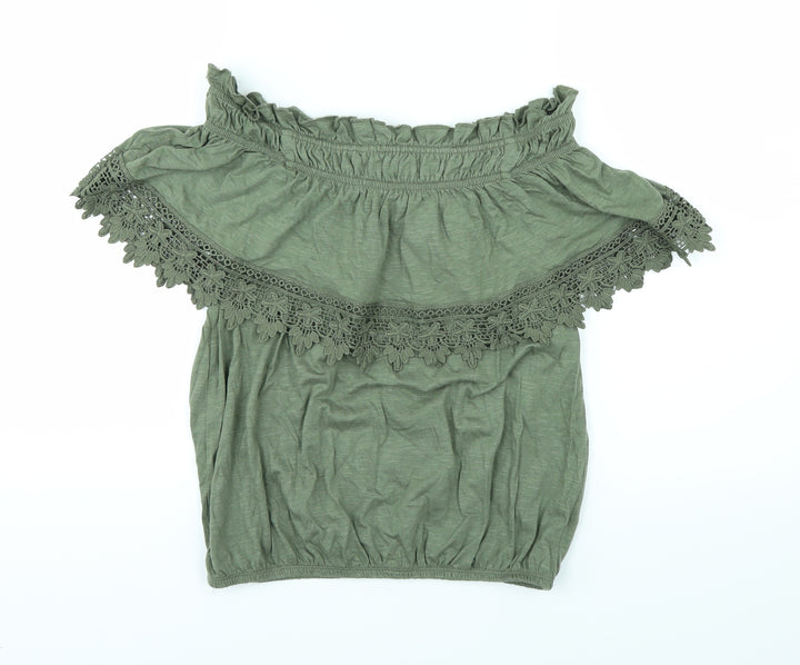 Miss Selfridge Womens Green Basic T-Shirt Size 8