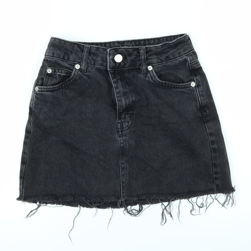 Topshop Womens Black  Denim A-Line Skirt Size 4