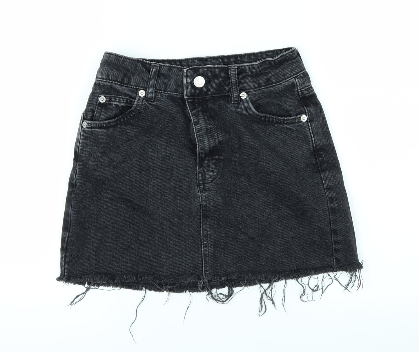Topshop Womens Black  Denim A-Line Skirt Size 4