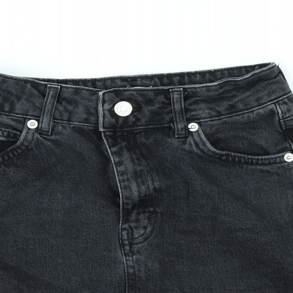 Topshop Womens Black  Denim A-Line Skirt Size 4