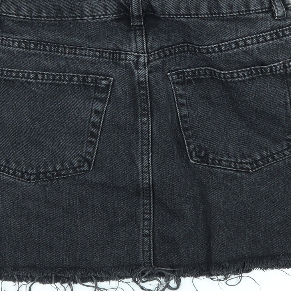 Topshop Womens Black  Denim A-Line Skirt Size 4