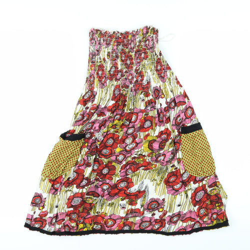 Preworn Girls White Floral  Fit & Flare  Size L