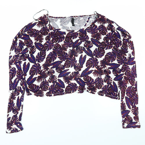 H&M Womens White Floral  Basic T-Shirt Size L