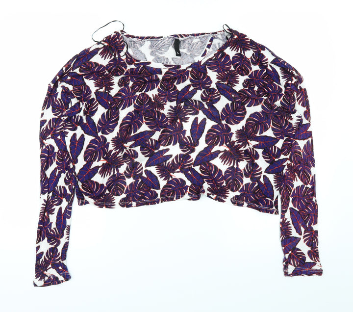 H&M Womens White Floral  Basic T-Shirt Size L