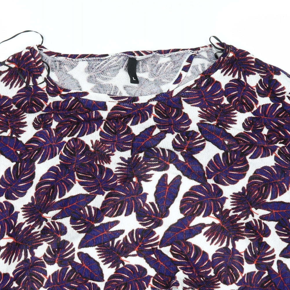 H&M Womens White Floral  Basic T-Shirt Size L