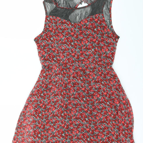 Only Womens Red Floral  Fit & Flare  Size 6