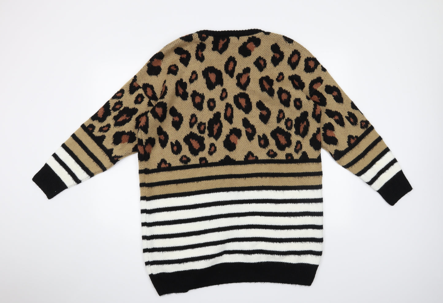 TU Womens Beige Animal Print  Cardigan Jumper Size 14