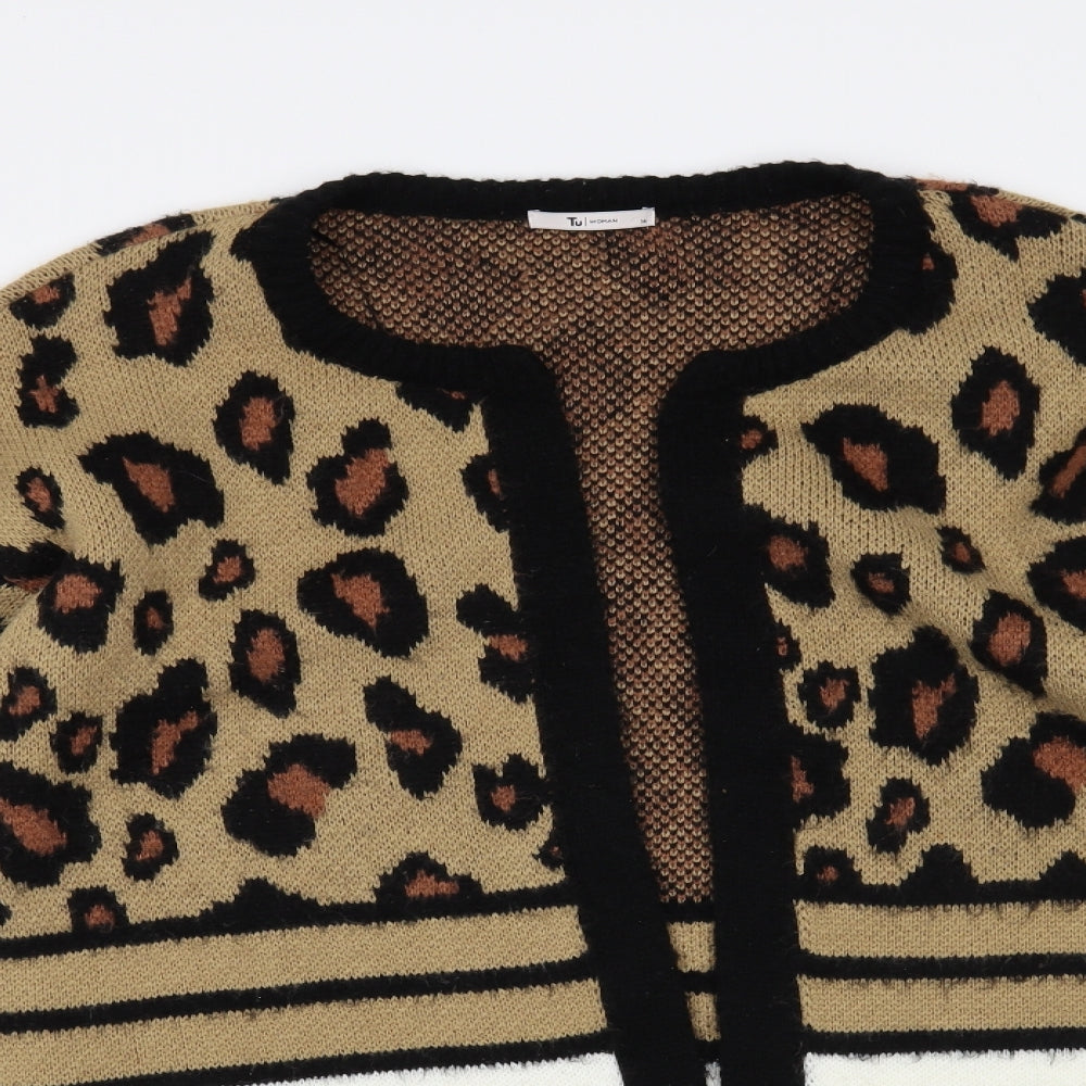 TU Womens Beige Animal Print  Cardigan Jumper Size 14
