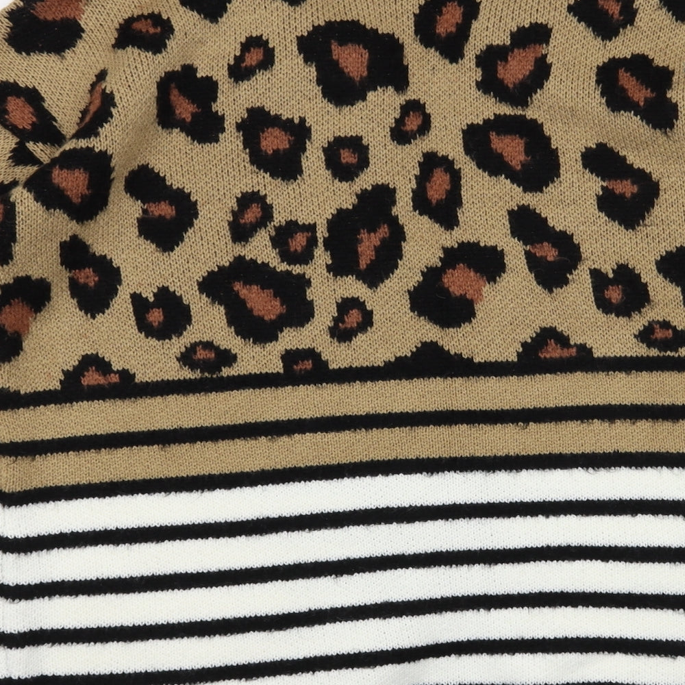 TU Womens Beige Animal Print  Cardigan Jumper Size 14